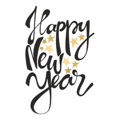 New Year. Hand lettering. Vector illustration for design greeting cards