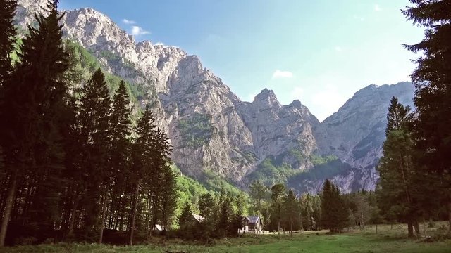 Mountain cabin in European Alps, Robanov kot, Slovenia