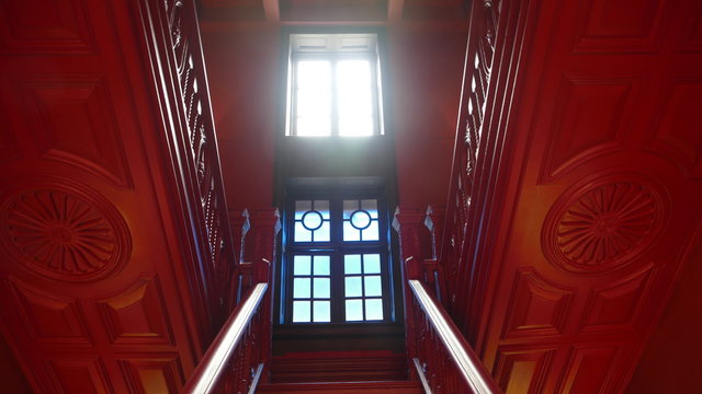 light in the window of the old house inside the house