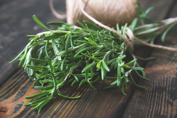Bunches of fresh rosemary