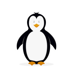 Happy penguin on white background