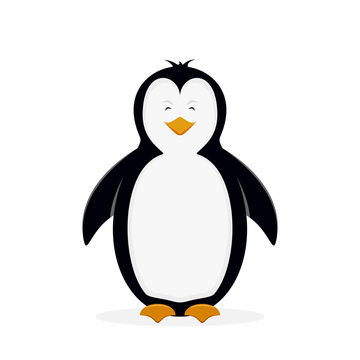 Happy penguin on white background