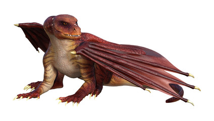 3D Rendering Fantasy Dragon on White