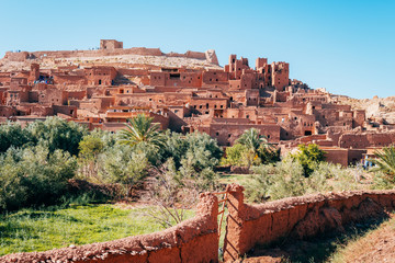 amazing ouarzazate kasbah fortification, morocco - obrazy, fototapety, plakaty
