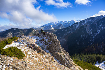 Fototapeta na wymiar Tatra mountains view from the top of Sarnia Skala peak, Poland