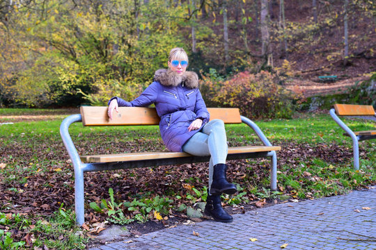 Blonde girl in the park