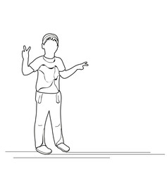 isolated sketch child boy playing