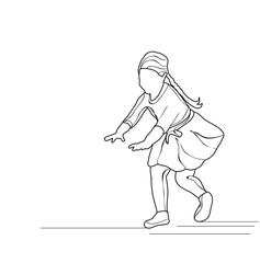 isolated sketch little girl running