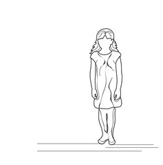 vector, isolated sketch baby little girl