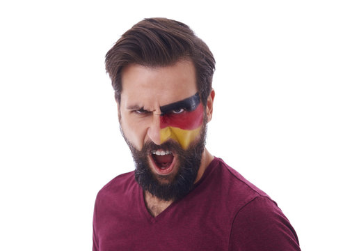 Portrait of screaming fanatic soccer fan