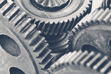 Close-up view of stack of gears