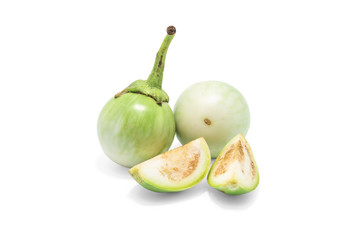 Thai eggplant on white background.