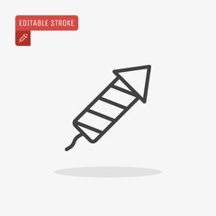 Outline Christmas fireworks icon isolated on grey background. Editable stroke. 