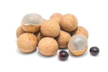 Longan (Dimocarpus longan) on white background.