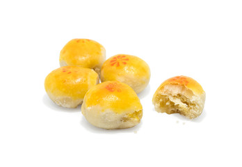 Spring Roll pastry with nuts on white background.