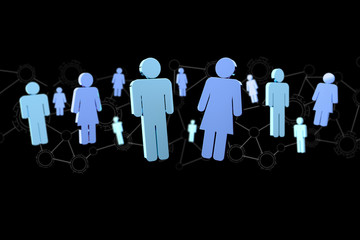 Obraz premium Network connection with people linked each other - 3D rendering