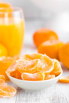 Fresh peeled mandarins, tangerines