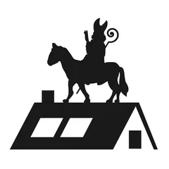 Foto auf Leinwand sinterklaas met paard op het dak © emieldelange