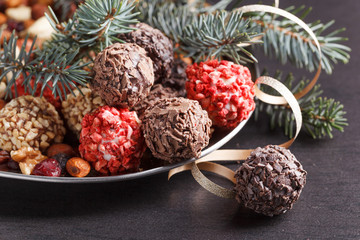 Homemade candy with  nuts and dried fruits.