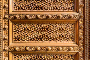 Oriental ornamented decor of metal door
