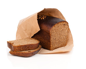 Rye bread slice isolated on white background