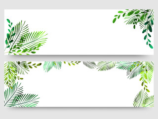 Website header or banner set with colorful green leaves.