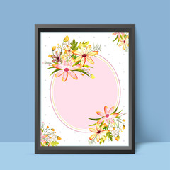 Watercolor fowers decorated frame.