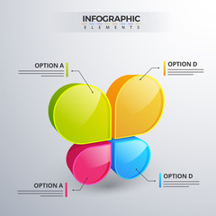 3D infographic element, or graph with four (4) steps .