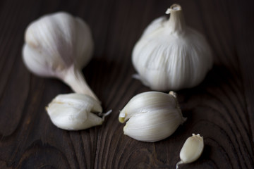 garlic on a wooden table