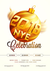 New Year Evening 2018 Party Poster, Banner or Flyer Design.