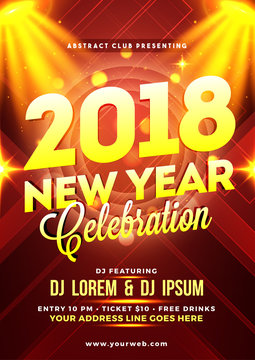 Happy New Year Party Poster, Banner or Flyer Design.