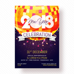New Year Evening 2018 Party Poster, Banner or Flyer Design.