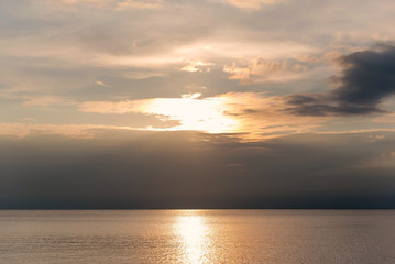 Sunset over Aegean Sea in Greece