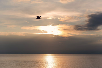 Fototapeta na wymiar Sunset over Aegean Sea in Greece