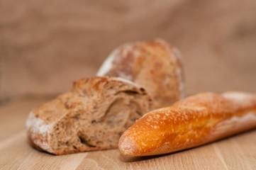 Cut into halves of black French bread and French loaf