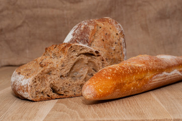 Cut into halves of black French bread and French loaf