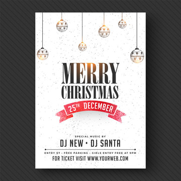 Merry Christmas Party Banner or Flyer Design.
