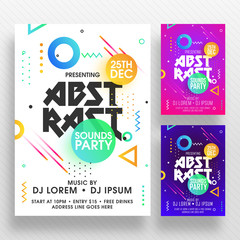 Party Banner or Flyer with three color concepts.