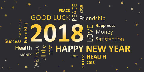 Happy new year  2018 - silvester greeting card with good wishes