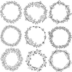 Obraz premium Beautiful decorative frame design with elegant floral ornaments set.