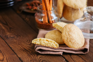 Homemade snickerdoodle cookies with spices and brown sugar.