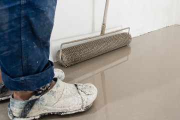 Fill screed floor repair and furnish. Repair work