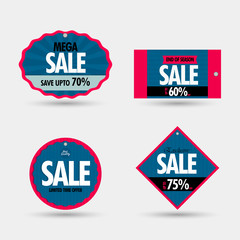 Sale Badge, or Tag in blue and red colors.