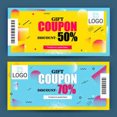 Creative Discount Voucher, Gift Card or Coupon template layout.