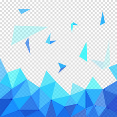 Abstract geometric background with multiple triangles on transparent background.
