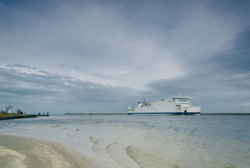 FERRY - Passenger/Car ferry enters the port