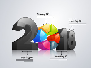 3D infographic element text 2018, or graph with six (6) steps .