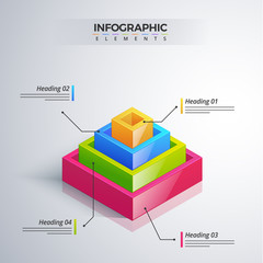 3D infographic element, or graph with four (4) steps .