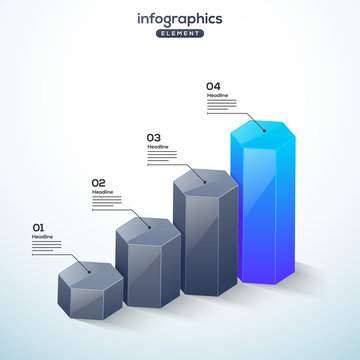 3D infographic element, or graph with  four (4) steps .