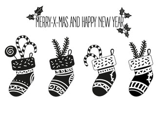 Christmas stockings with presents.